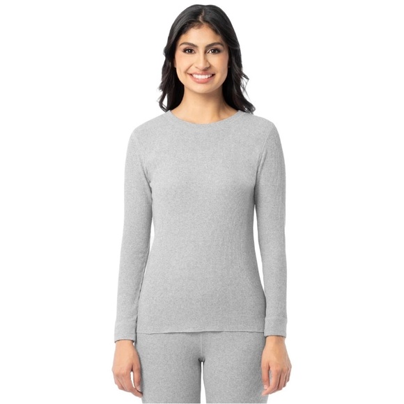 Fruit of the Loom Women's Recycled Waffle Thermal Top, Size XXL (20), Gray - Picture 1 of 4